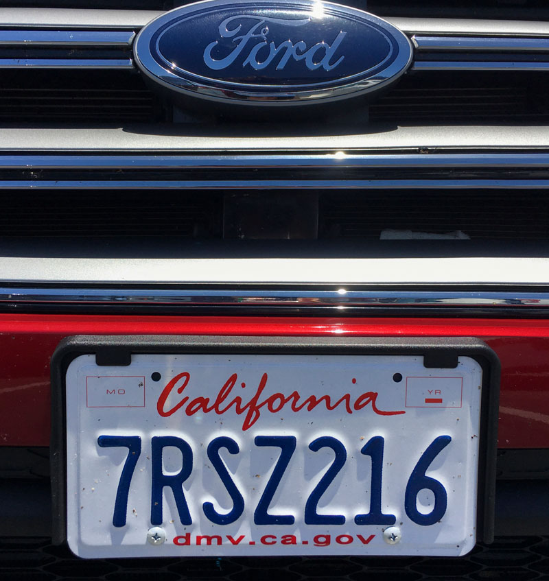 Matricula coche California