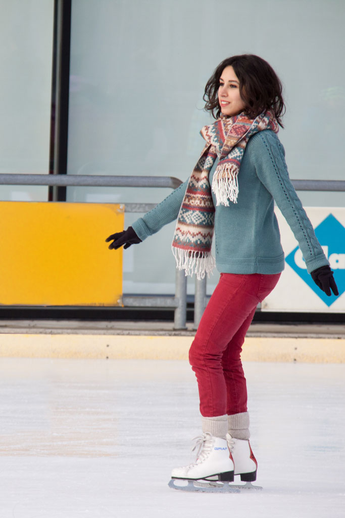 Teresa patinaje sobre hielo en Suiza